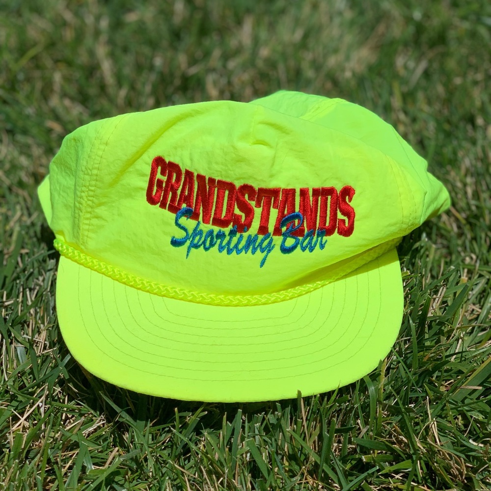 Vintage 90s neon nylon sports bar hat